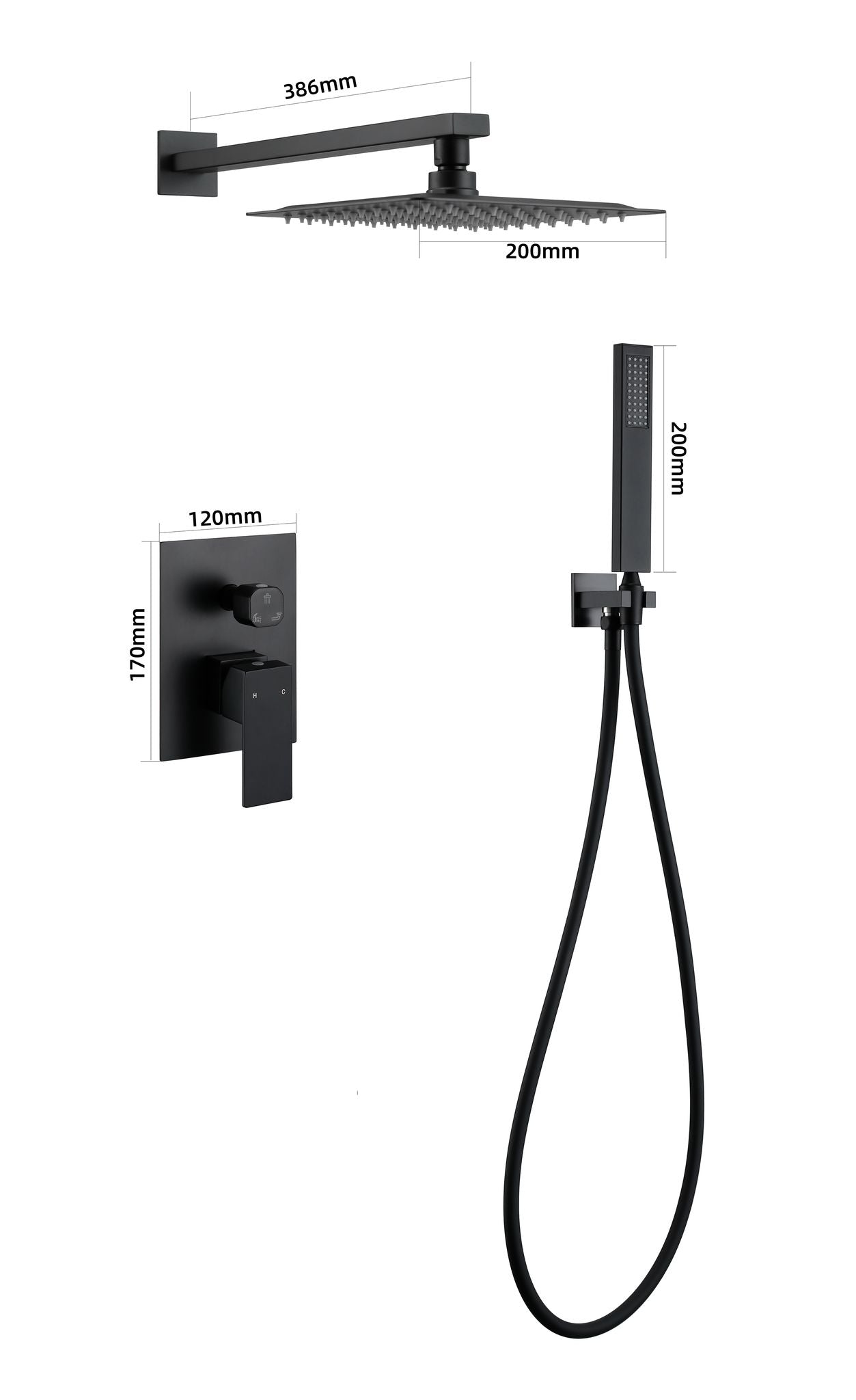 COLONNE DE DOUCHE ENCASTRABLE NOIR MAT